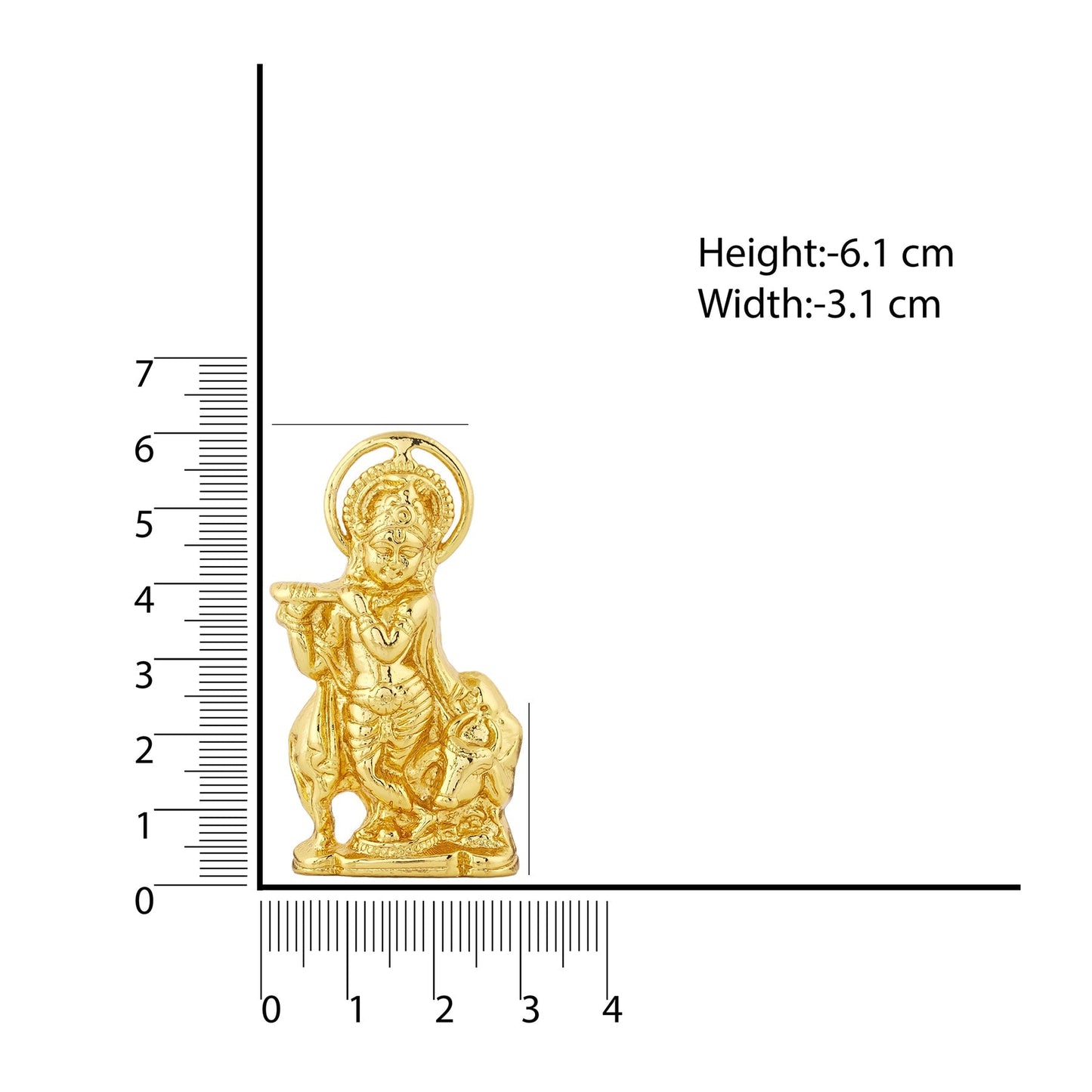 Estele Gold-Polished God of love Sri Krishna Idol with Kamdhenu for Home/Car decor - Swadesiicart