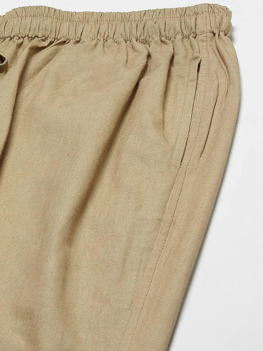 Fabmade Men's Khaki Cotton Linen Pyjama | Swadesiicart