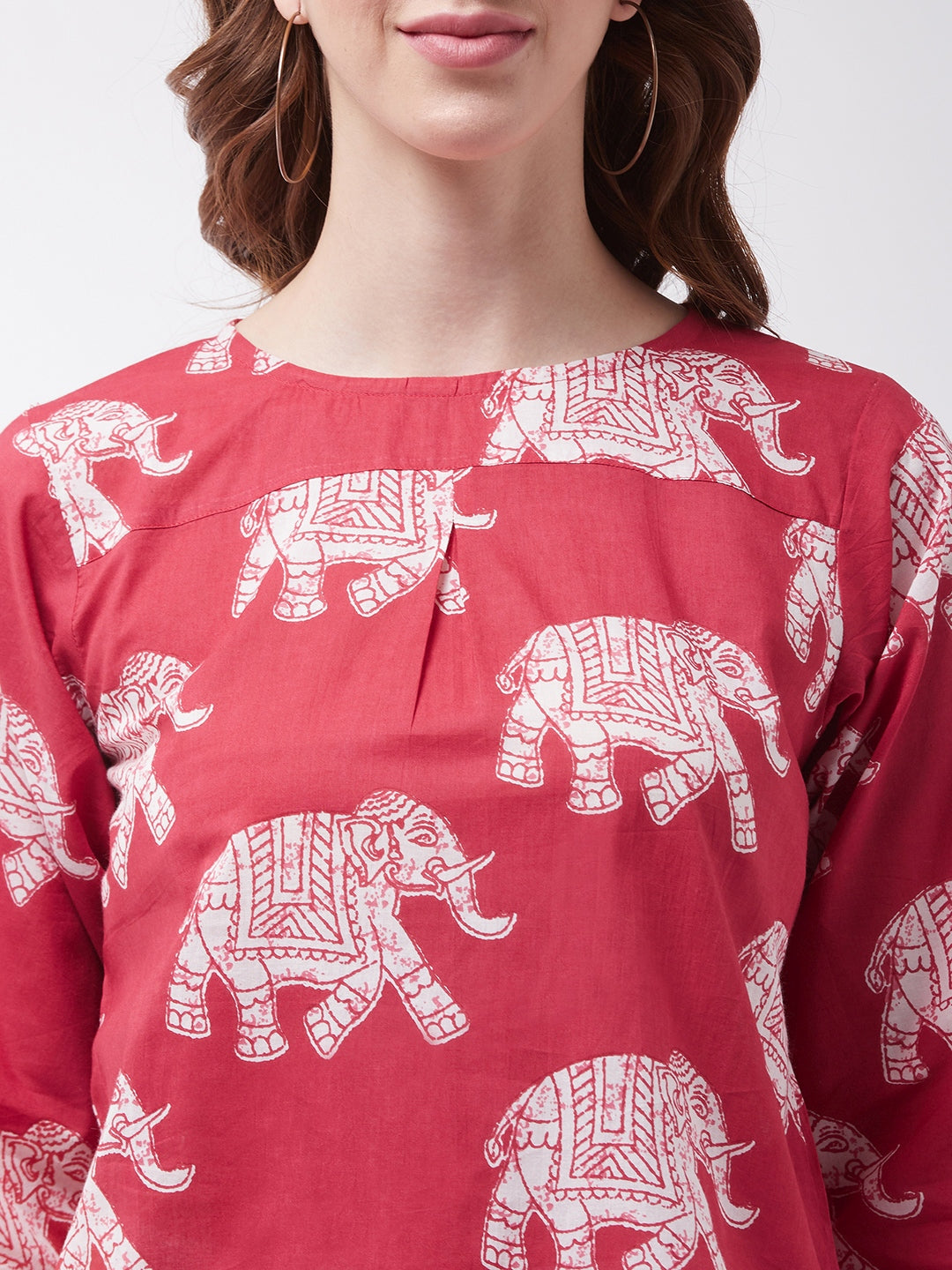 InWeave Red Elephant Top - Swadesiicart