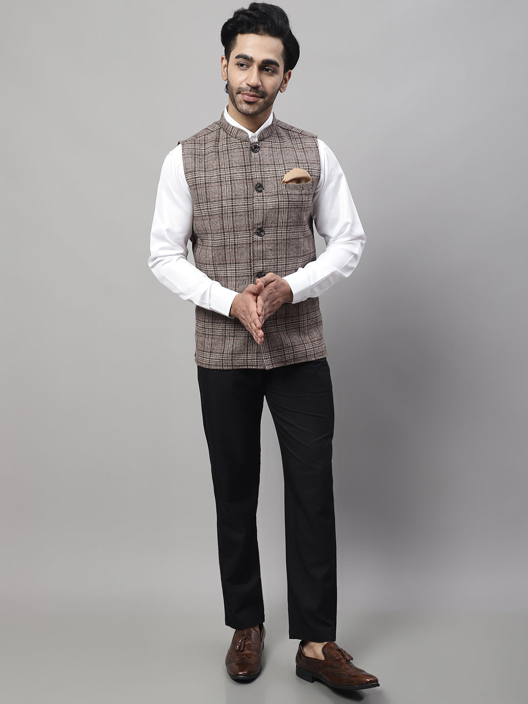 Even Apparels Men's Beige Pure Wool Nehru Jacket | Swadesiicart