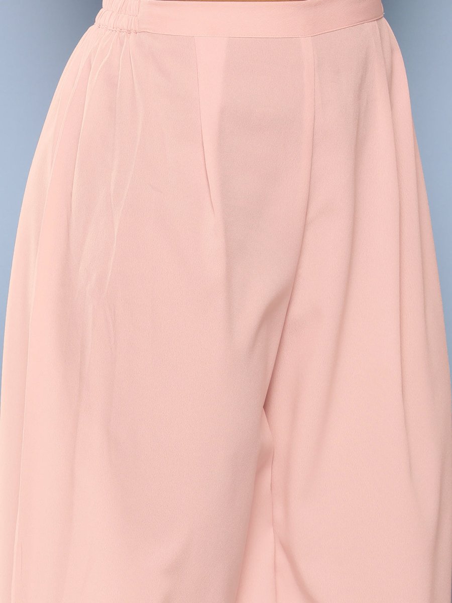 Ahalyaa Women Pink Printed Gotta Patti Kurta with Palazzos | Swadesiicart