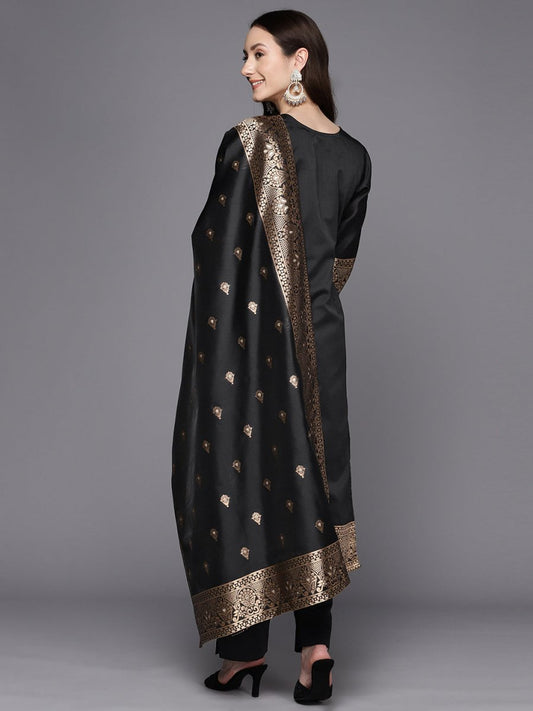 Ahalyaa Unstitched Black Dress Material | Swadesiicart
