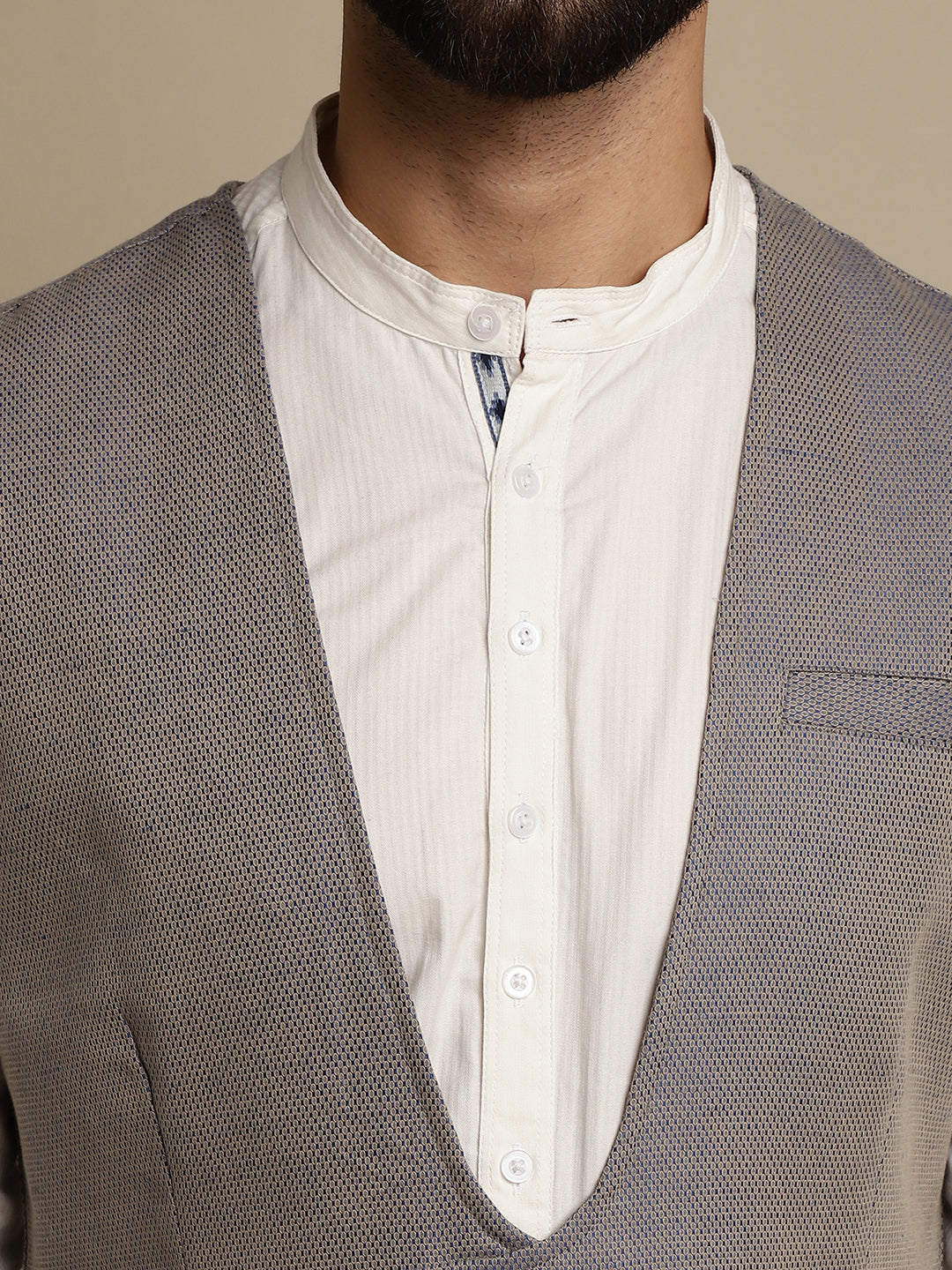 Even Apparels Men's Grey Double Breast Waistcoat | Swadesiicart