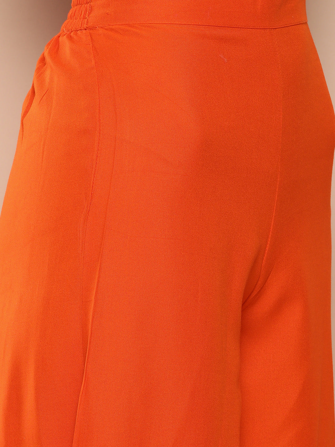 InWeave Women's Orange Strappy Set With Blue Chinnon Print Silk Dupatta - Swadesiicart