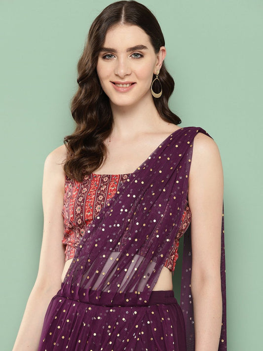 Ahalyaa Printed Ethnic Co-Ords with Draped Dupatta - Swadesiicart