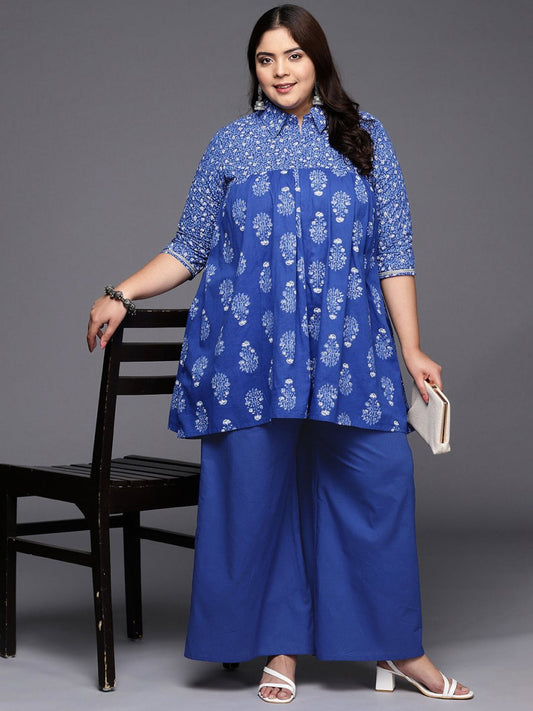 Ahalyaa Women Plus Size Cotton Tunic with Palazzos | Swadesiicart