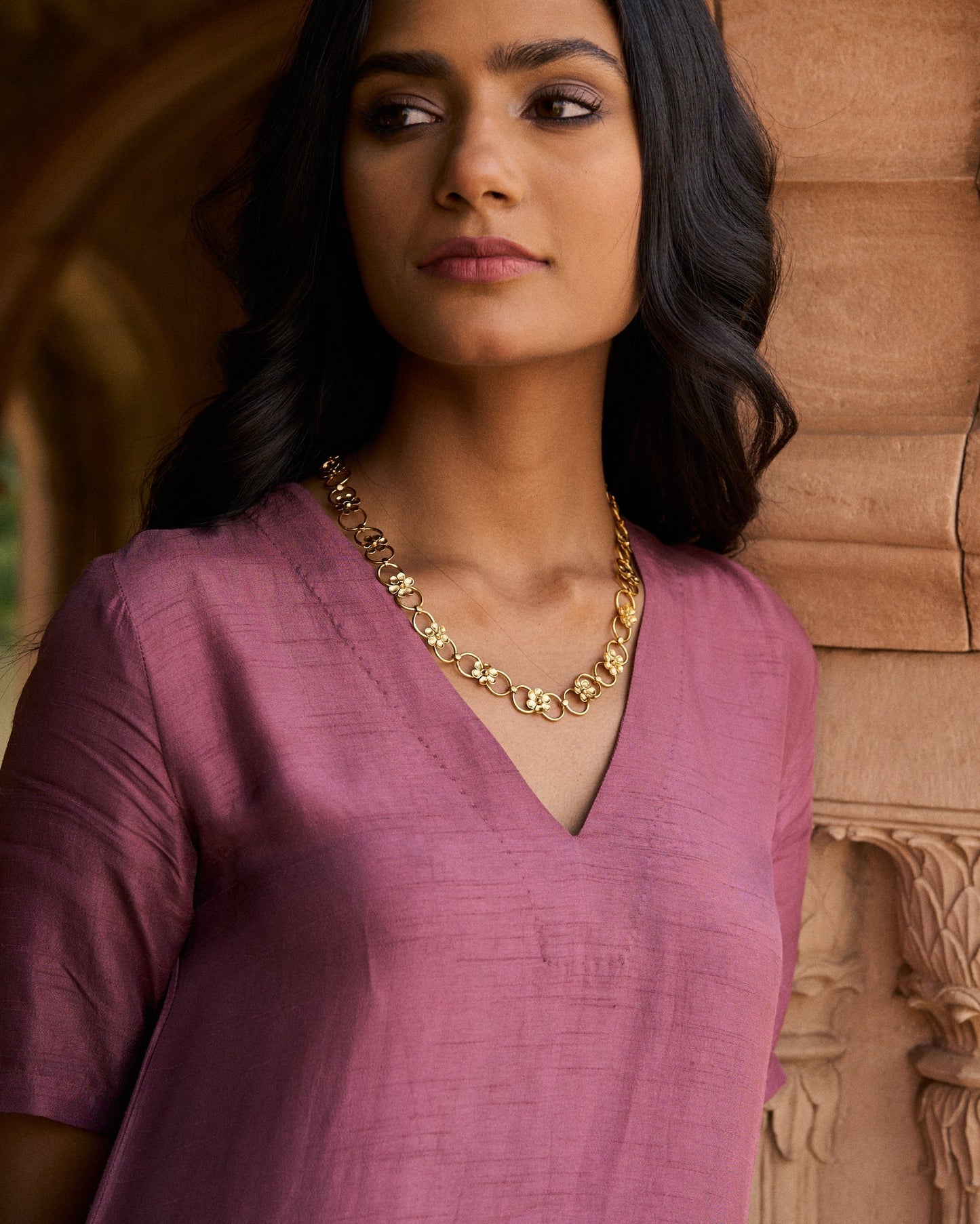 trueBrowns Gold-Polished Floral Necklace | Swadesiicart