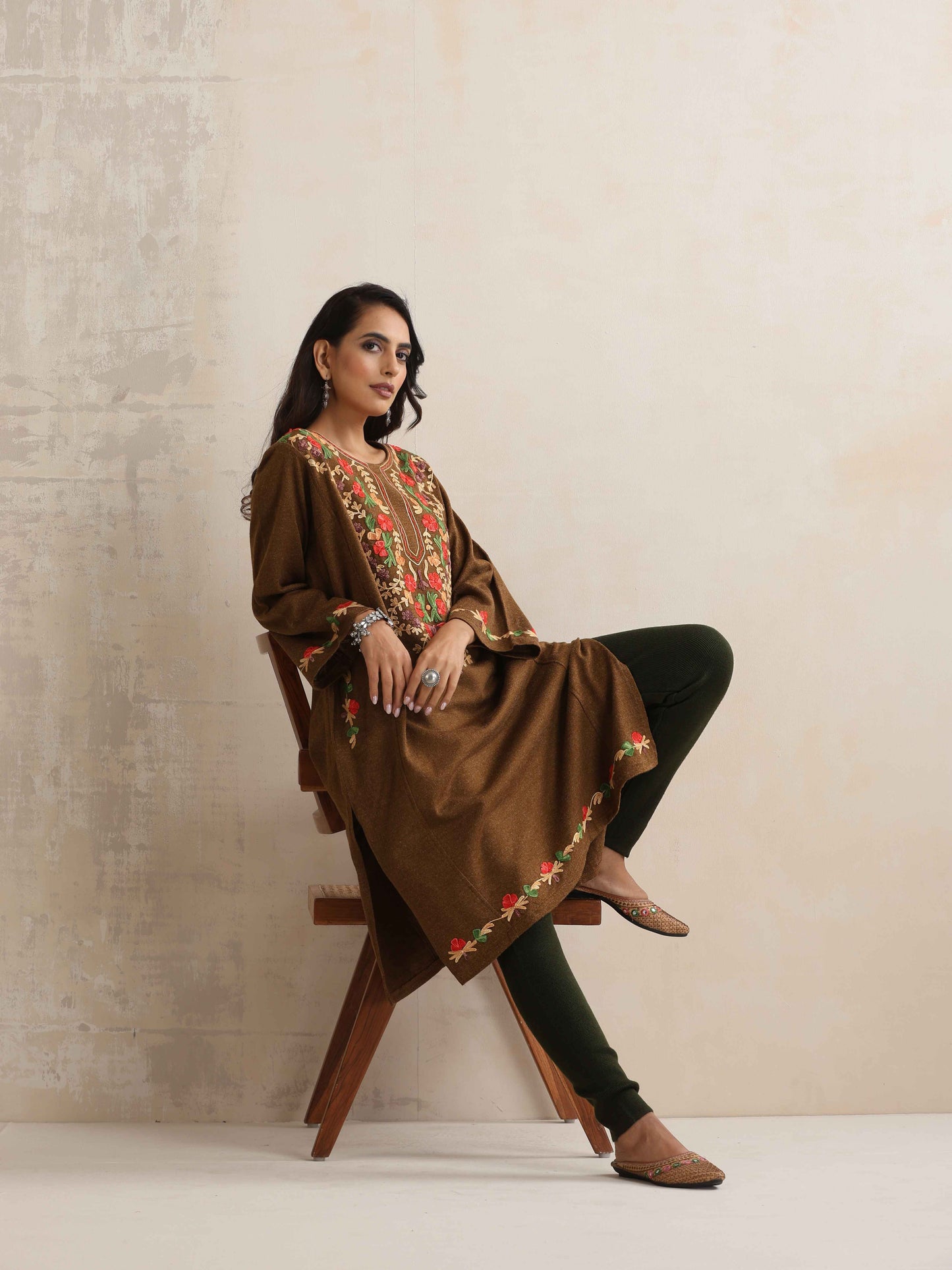 trueBrowns Green Woollen Leggings | Swadesiicart