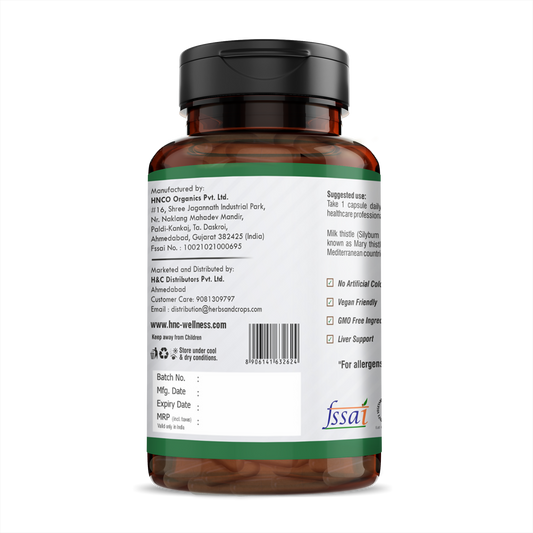 H&C Herbal Milk Thistle Veg Capsules - Swadesiicart