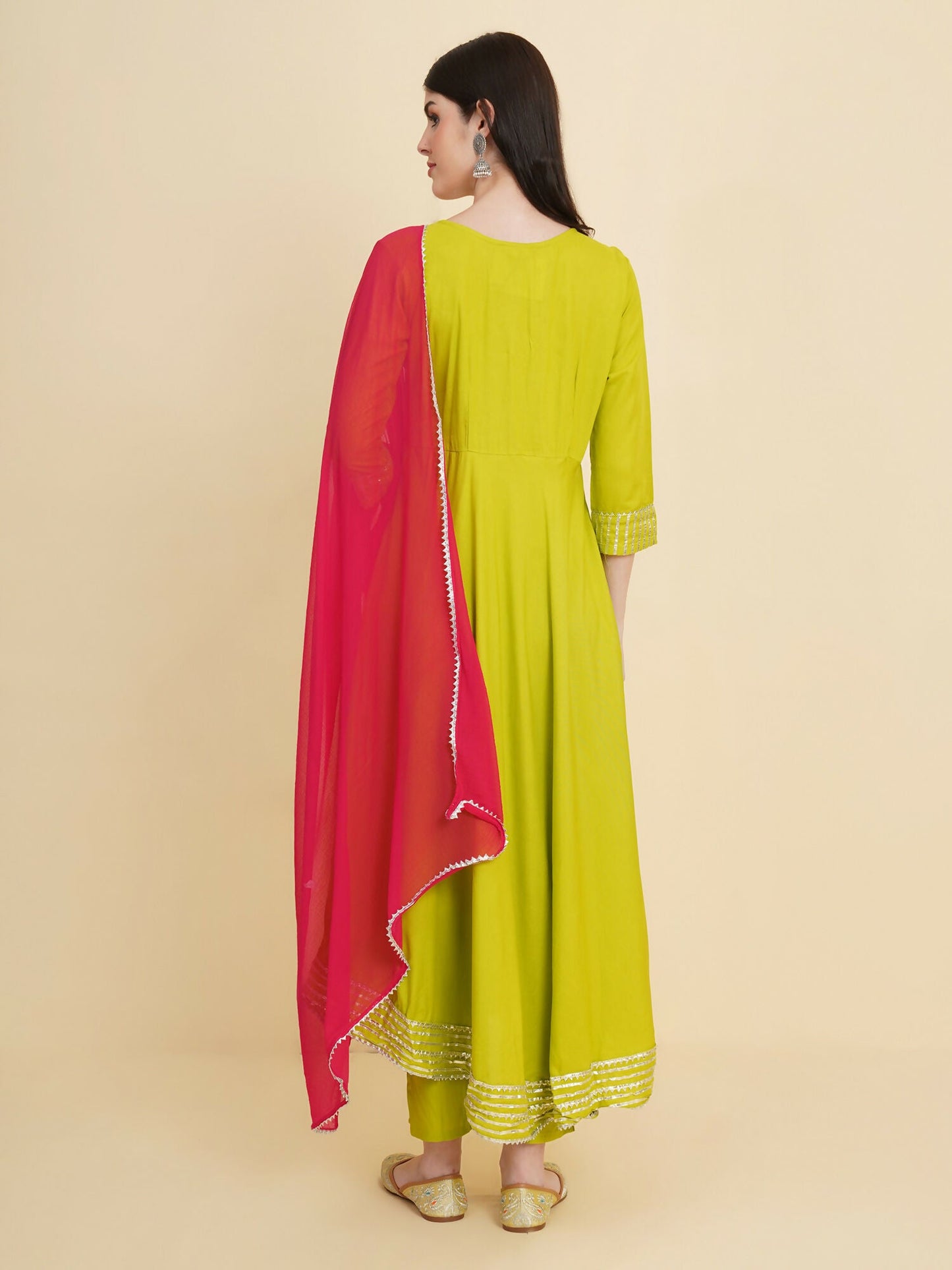 Designer Stylish lime green Cotton Stitched Suit With Dupatta - Tanisha | Swadesiicart