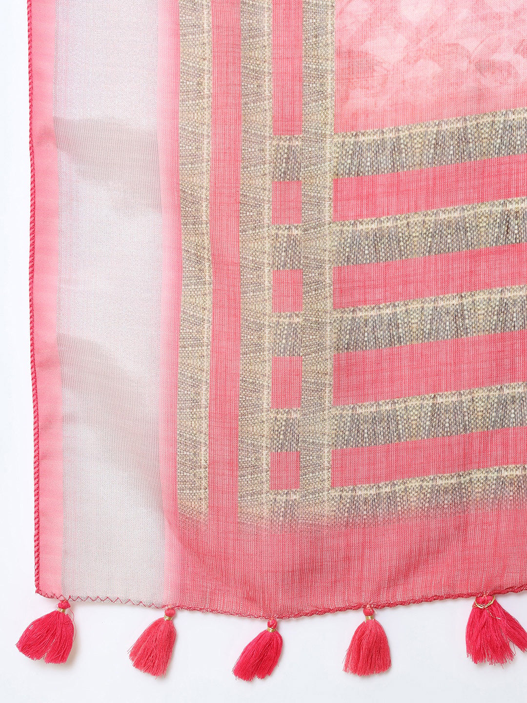 Soch Pink & Grey Floral Zari Pure Linen Ready to Wear Saree | Swadesiicart