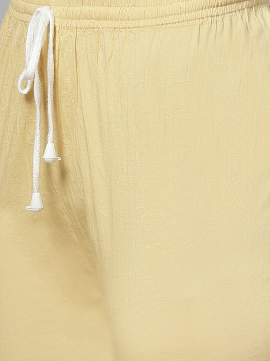 ADA Women Green & Beige Chikankari Embroidered Sustainable Handloom Kurta with Churidar | Swadesiicart