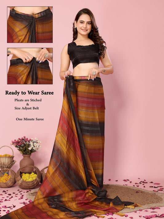 Attractive These Party Wear Ready To Wear Saree - Orange | Swadesiicart