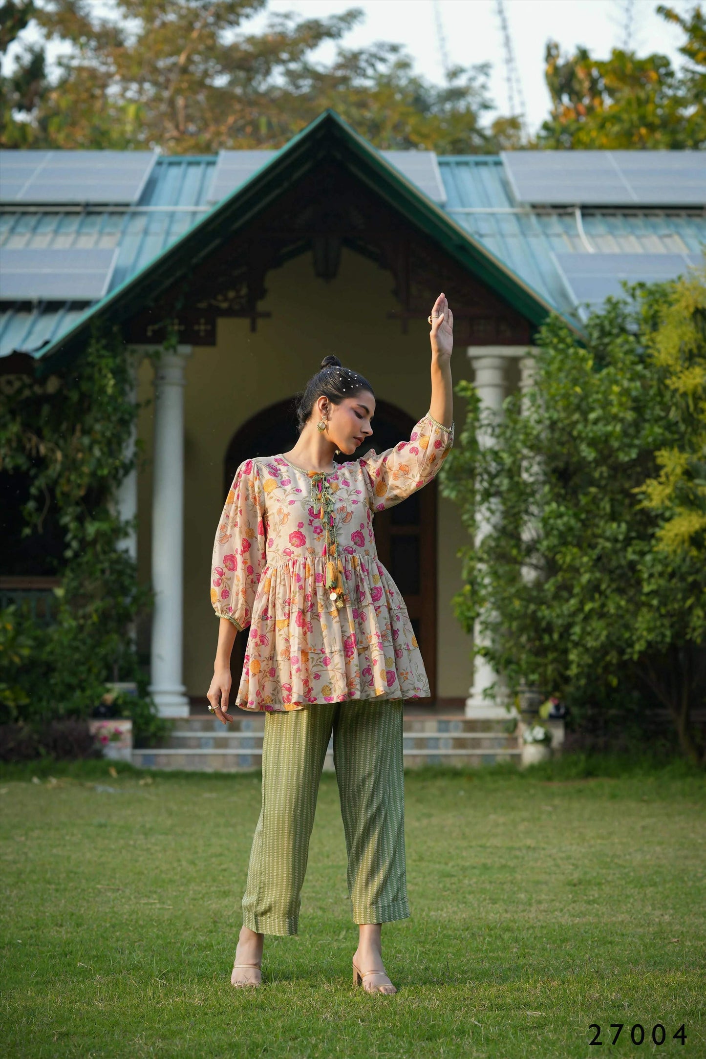 Women's Casual Fashionable Multi Mull Cotton co-ord set - Anya - Swadesiicart