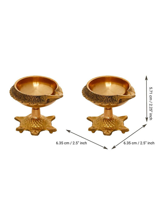 eCraftIndia Set of 2 Diya with Tortoise Base | Swadesiicart