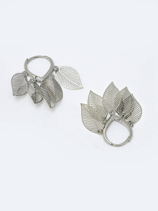 NVR Women Gold-Toned Leaf Shaped Drop Earrings | Swadesiicart