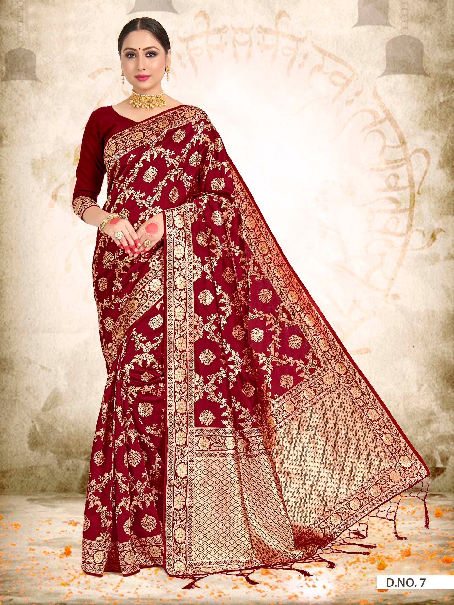 Vardha Maroon Red Woven Zari Jaal Banarasi Saree | Swadesiicart