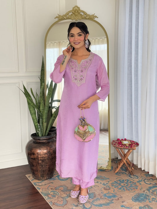The52 Women's Gorgeous Rayon Embroidery work Straight Kurta with Pant and Dupatta Set - Swadesiicart