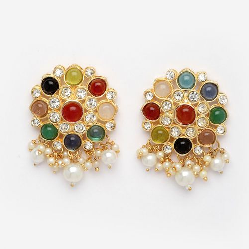 New Stylish Kundan Multicoloured Stud Earrings for Womens by House of Ree | Swadesiicart