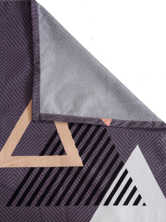 Home Sizzler Grey & White Geometric 144 TC Single Bedsheet with 1 Pillow Covers - Swadesiicart