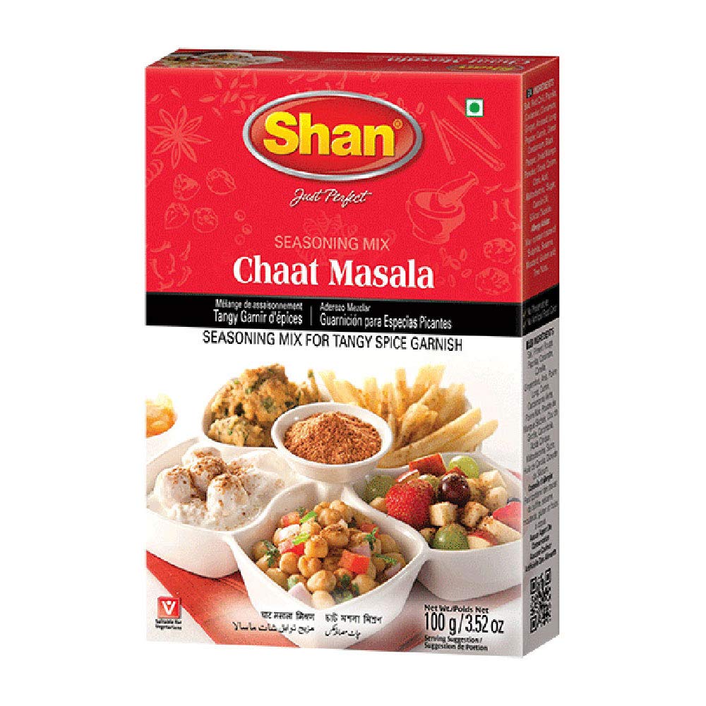 Shan Chaat Masala Powder (100g) - Tangy Indian Spice Mix for Snacks, Salads, & Street Food Seasoning - All-Natural, No Preservatives - Airtight Packaging for Freshness - Perfect for Garnishing Fruits | Swadesiicart