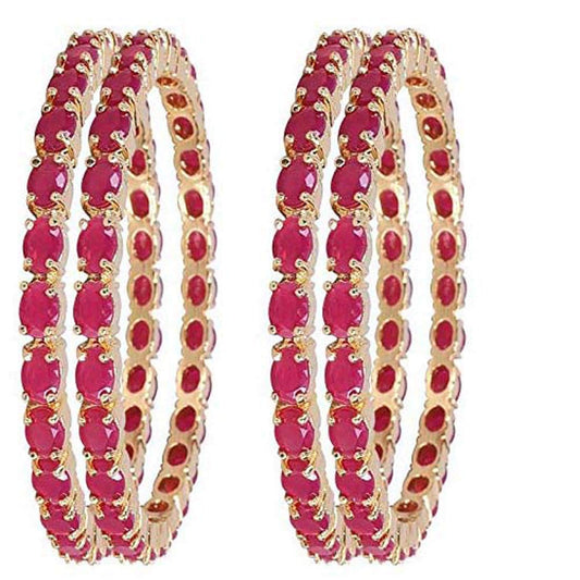 Gold-Polished Alloy Ruby Ad 4 Bangles Set - The Pari - The Pari - Dinesh Associates