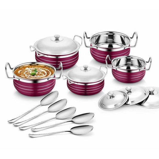 Stainless Steel Handi Copper Set (10-Pieces) - Swadesiicart