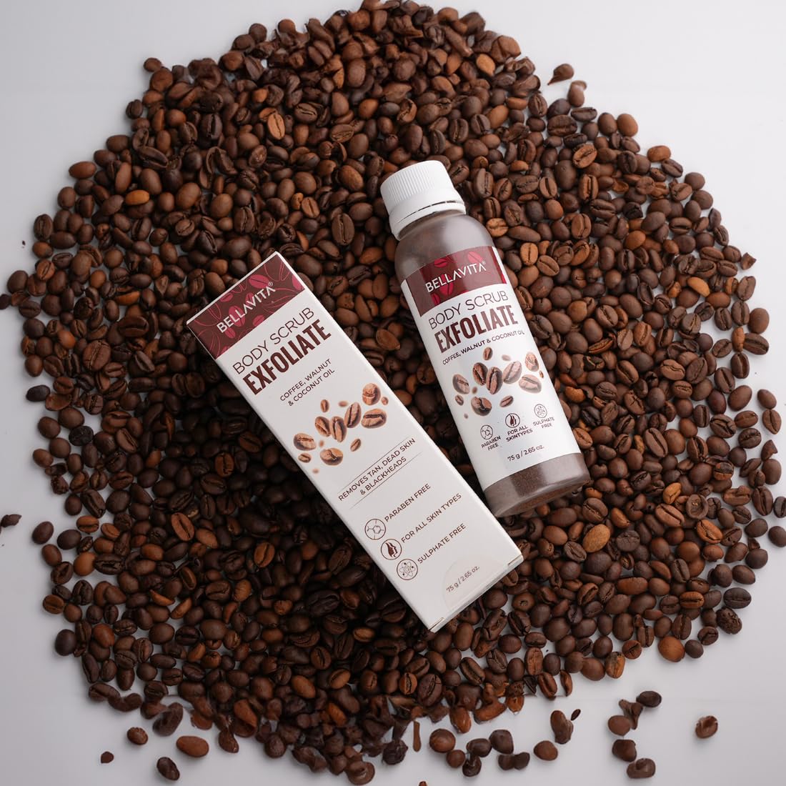 Bella Vita Organic Exfoliate Coffee Face And Body Scrub Grit