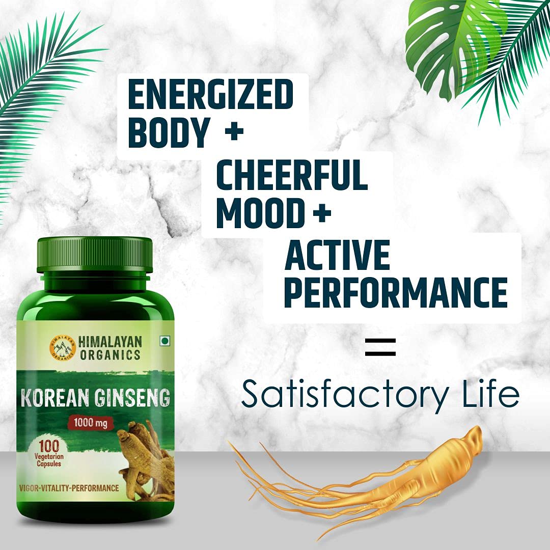 Himalayan Organics Korean Ginseng 800 mg Vegetarian Capsules | Swadesiicart