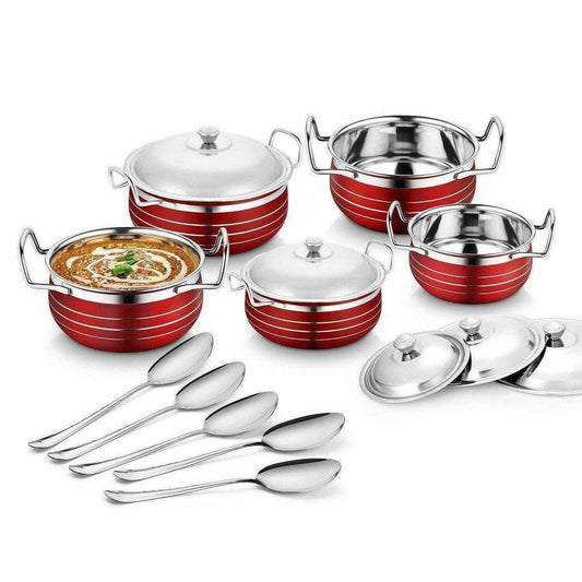 Stainless Steel Handi Copper Set (10-Pieces) - Swadesiicart
