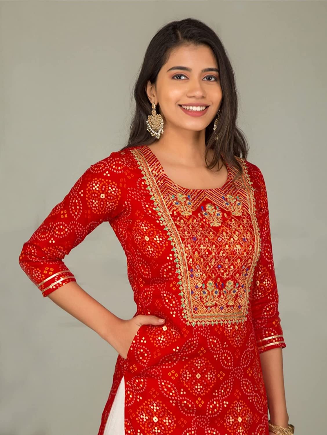 Indian Clothing Women's Red Printed Kurta with Sharara - NOZ2TOZ - Swadesiicart