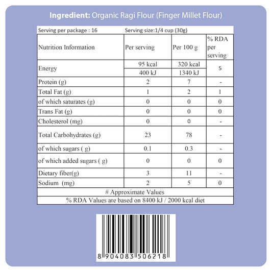 24 Mantra Organic Ragi Flour, 500g - Swadesiicart