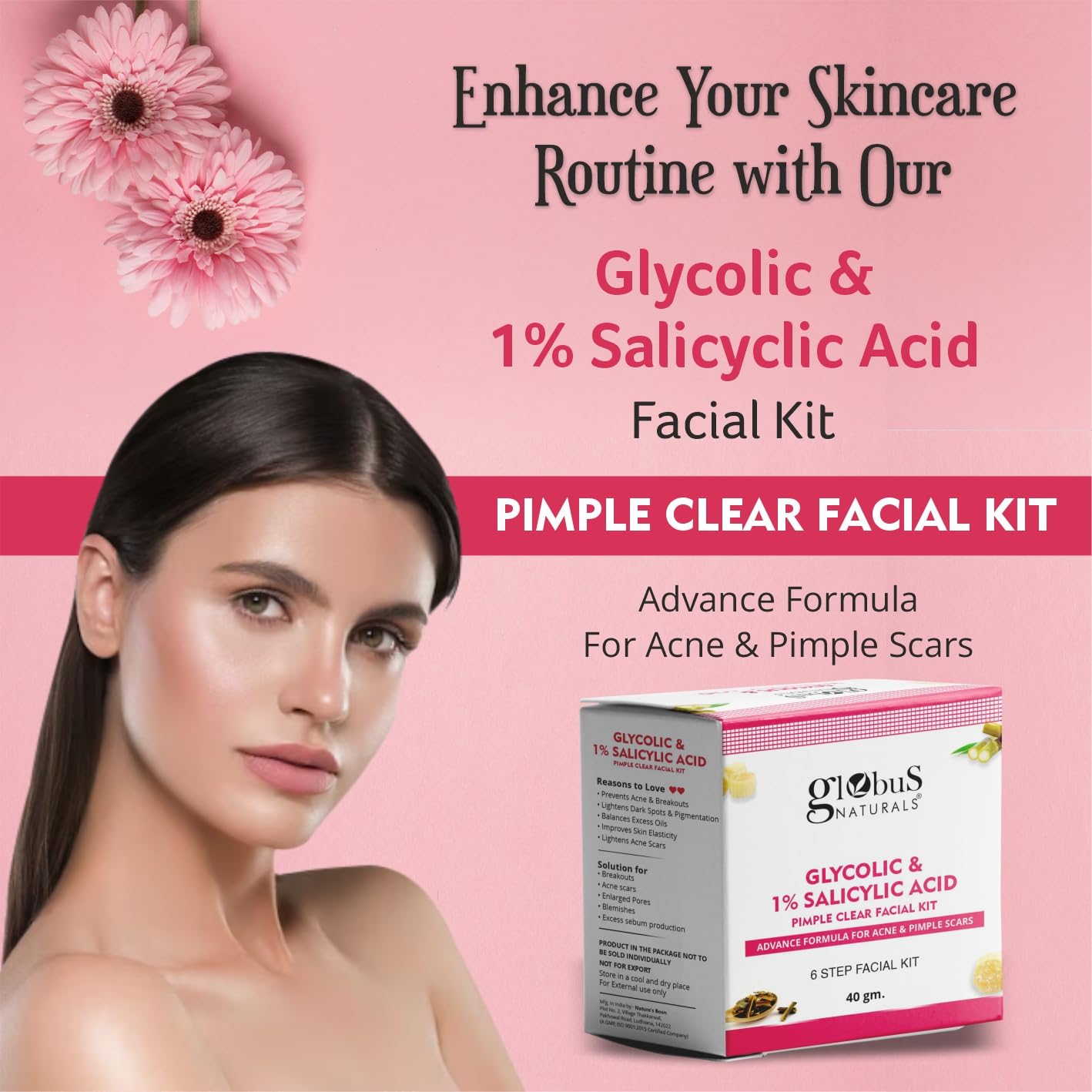 Globus Naturals Anti Acne Glycolic & Salicylic Acid 6 Step Facial Kit | Swadesiicart
