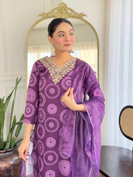 The52 Women's Gorgeous Rayon Embroidery Straight Kurta with Pant And Dupatta Set - Swadesiicart