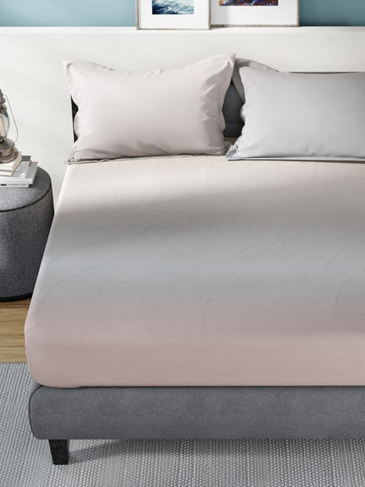 Nautica Grey & Pink 160 TC King Bedsheet With 2 Pillow Covers - Swadesiicart