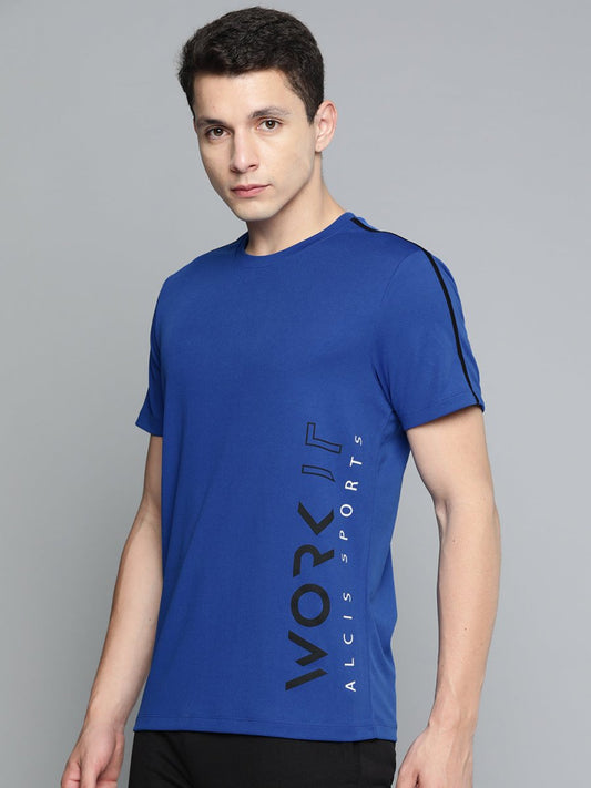 Alcis Men Typography Printed Dry Tech Slim Fit T-shirt | Swadesiicart