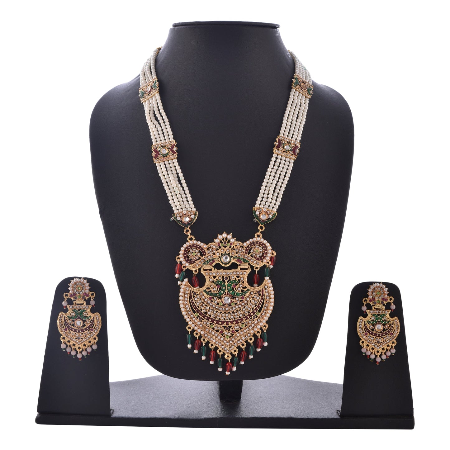 Gold-Polished Alloy Long Jadau Work Rani Haar Necklace - The Pari | Swadesiicart