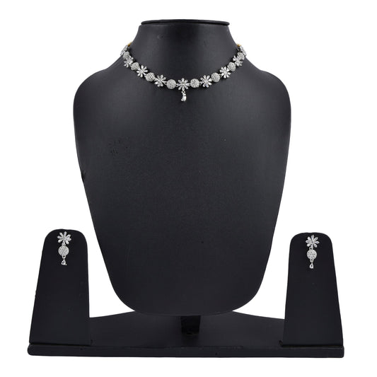 Rhodium-Plated Alloy Denty Look Designer Ad Necklace - The Pari