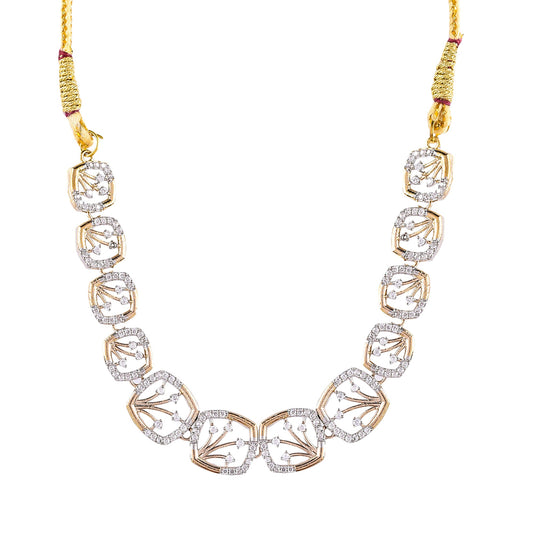 Rhodium-Plated Alloy Designer Ad Square Necklace Set - The Pari - Swadesiicart
