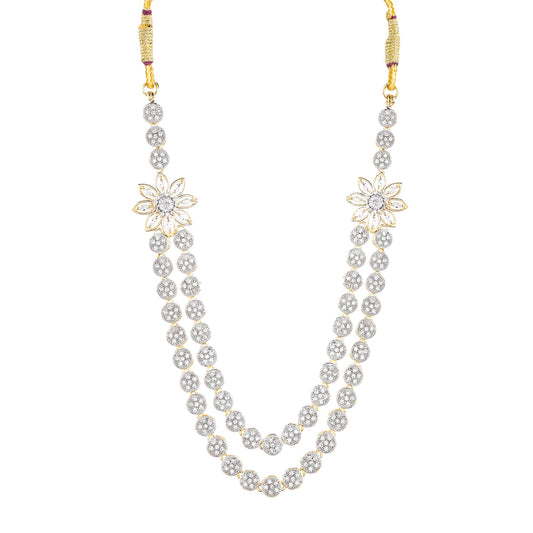 Rhodium-Plated Alloy Double Layer Ad Necklace Set - The Pari - The Pari - Dinesh Associates