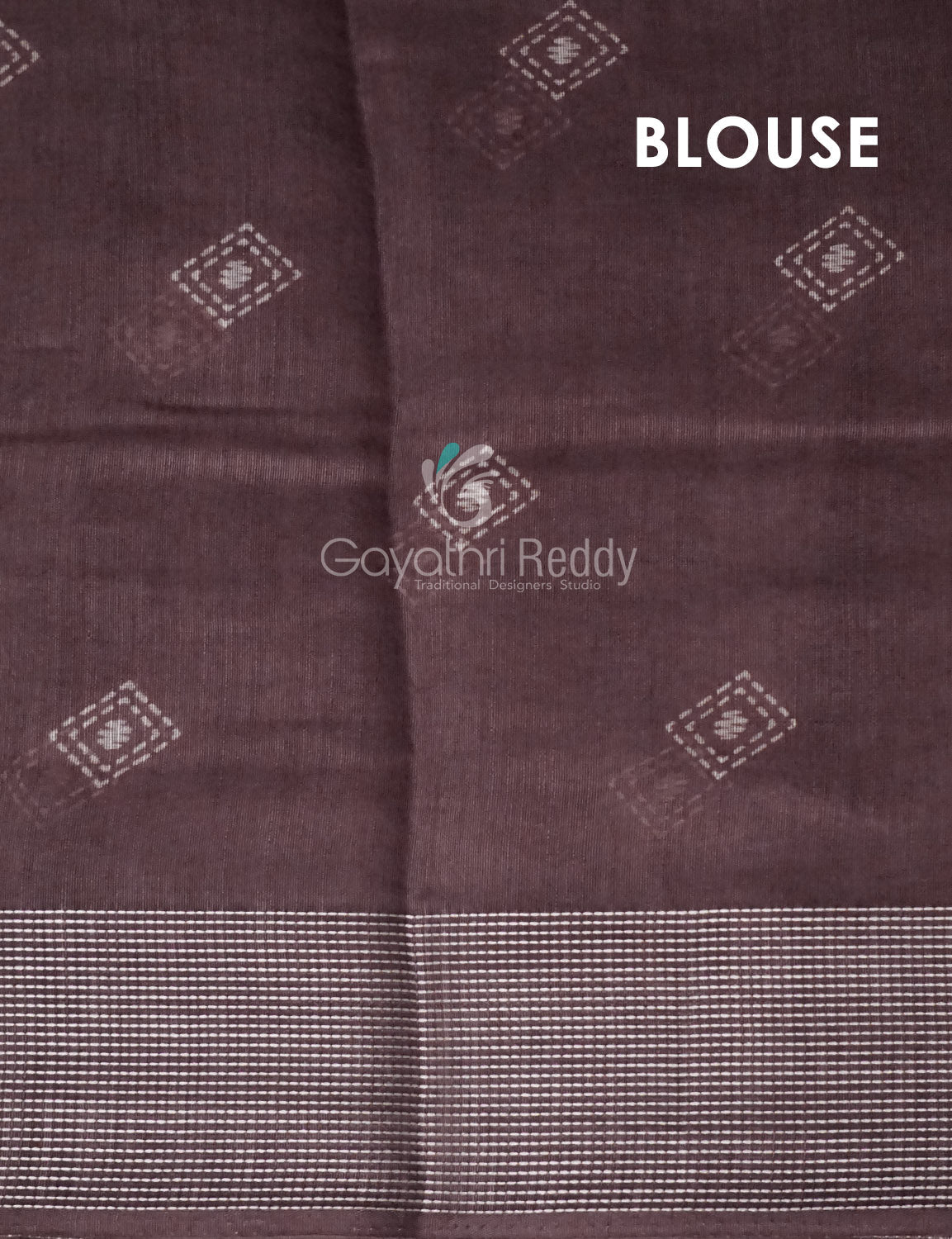 Mauve Brown Coloured Diamond Print Semi Chanderi Saree By Gayathri Reddy Designer Studio | Swadesiicart