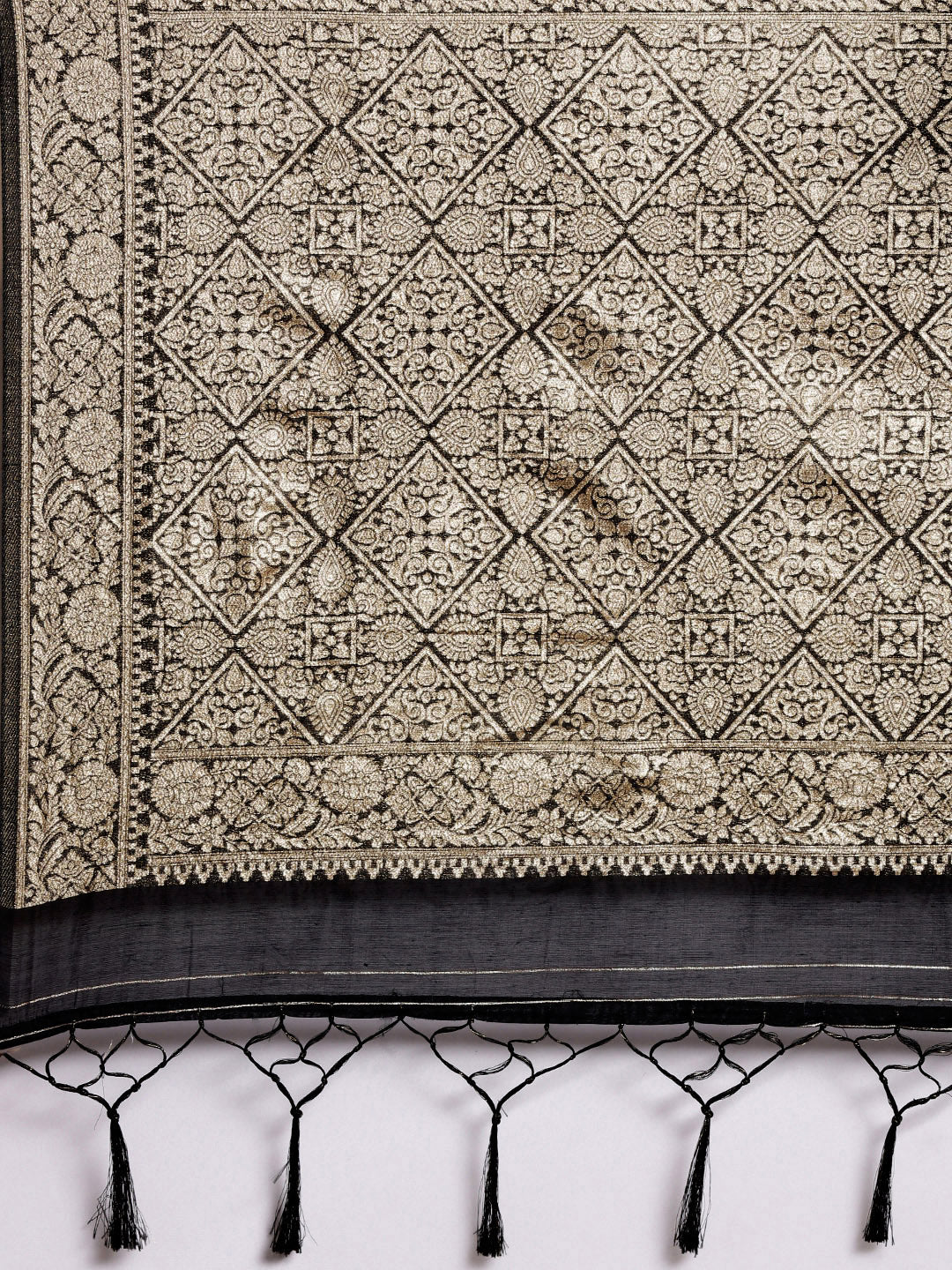 Saree Mall Black Woven Design Zari Silk Blend Banarasi Saree | Swadesiicart