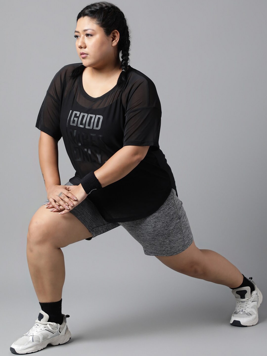 MKH Plus Size Typography Printed Drop-Shoulder Sleeves Dri-FIT Relaxed Fit Sports T-shirt - Swadesiicart
