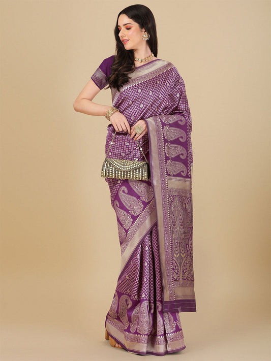 Kalini Ethnic Motif Woven Design Zari Art Silk Banarasi Saree | Swadesiicart