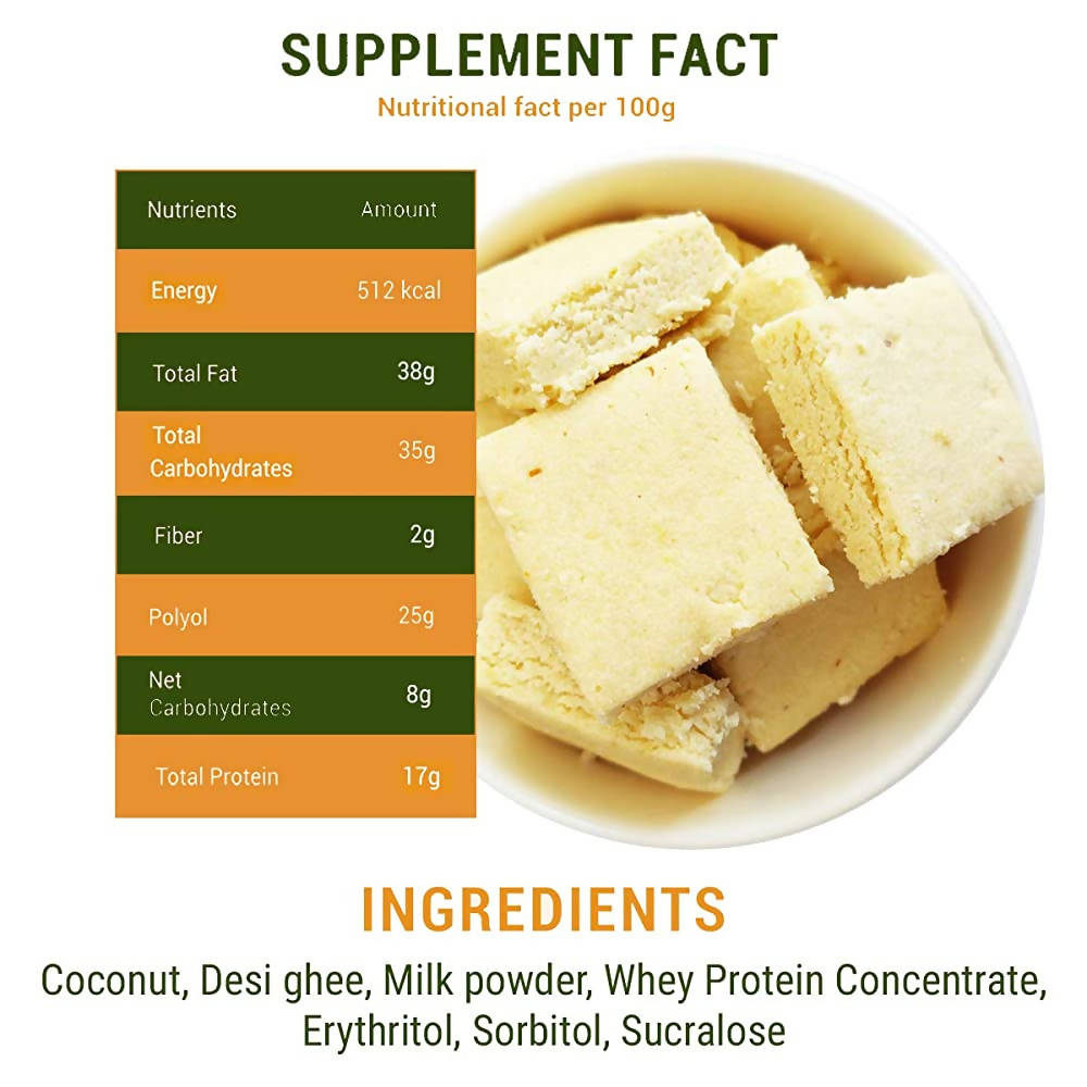 NutroActive Desi Ghee Keto Coconut Barfi | Swadesiicart