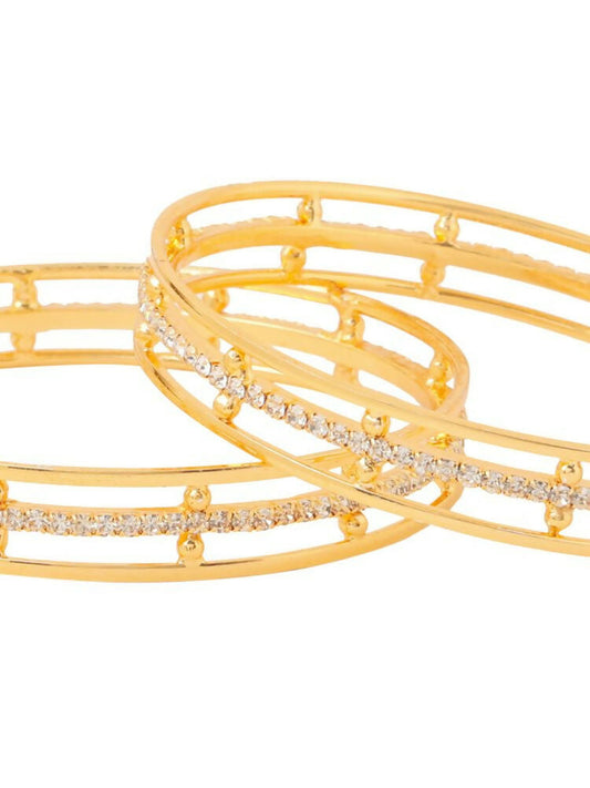 NVR Women Set of 2 Gold-Polished Handcrafted Bangles