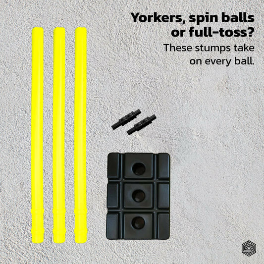 Boldfit Cricket Stumps with Stand & Bails - Fluorescent Green - Swadesiicart