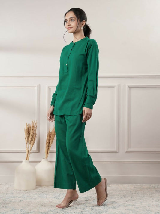 Joban Fashion Women's Emerald Green Co-Ord Set - Swadesiicart