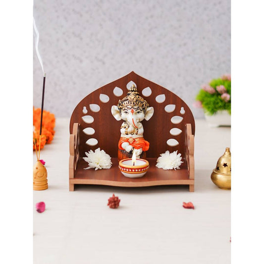 eCraftIndia Brown Decorative Wooden Pooja Temple | Swadesiicart