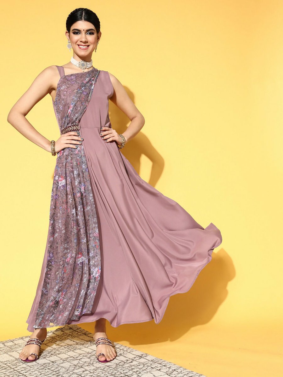 Ahalyaa Women's Traditional wear Dress - Mauve | Swadesiicart